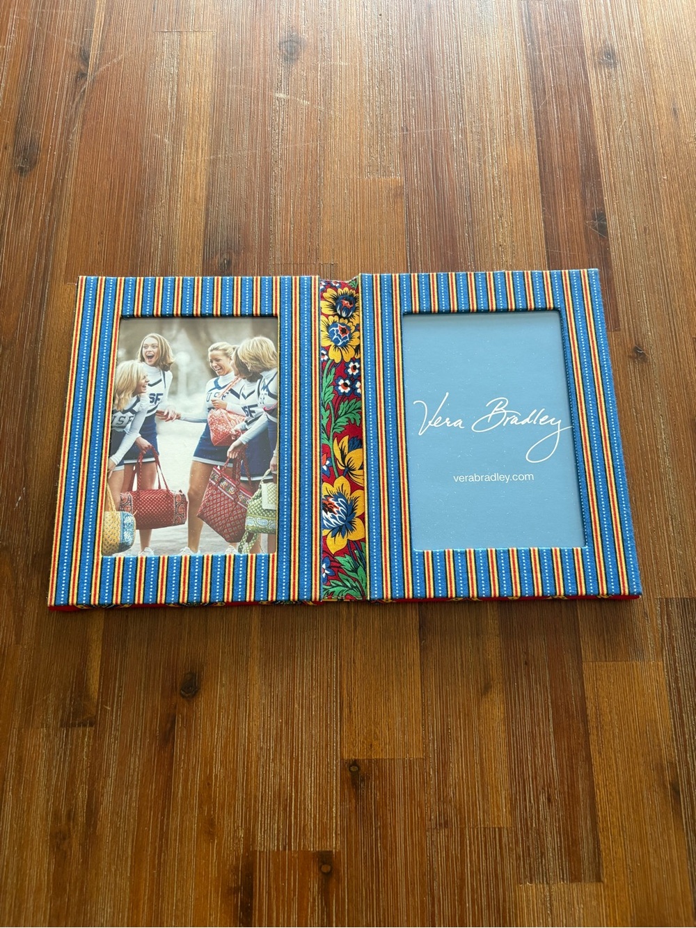 Vera Bradley Striped Floral Double Photo Frame in Blue and Multicolor 4x6